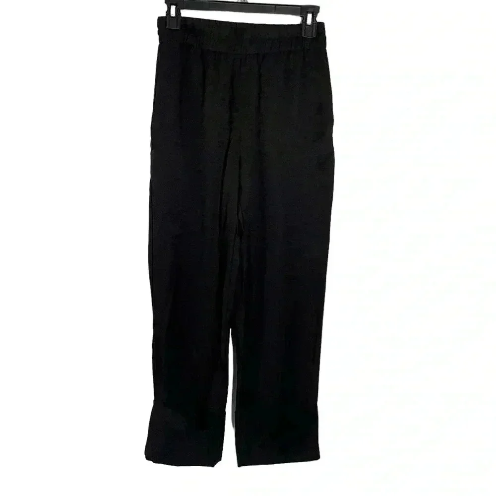 Zara Cuffed Black‎ Cropped Tailored Pants Viscose Blend High Rise Women Size S